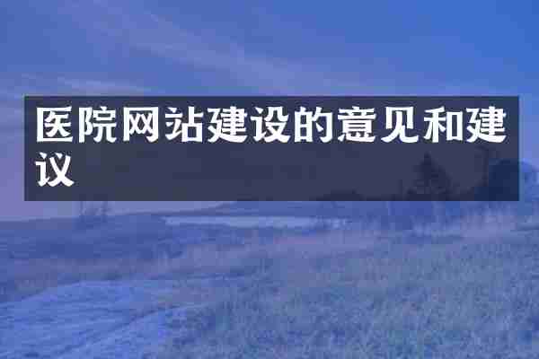 医院网站建设的意见和建议