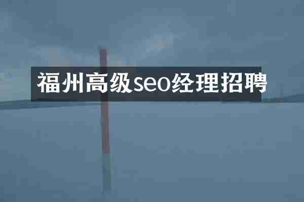 福州高级seo经理招聘