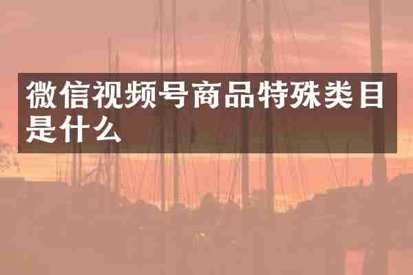 微信视频号商品特殊类目是什么