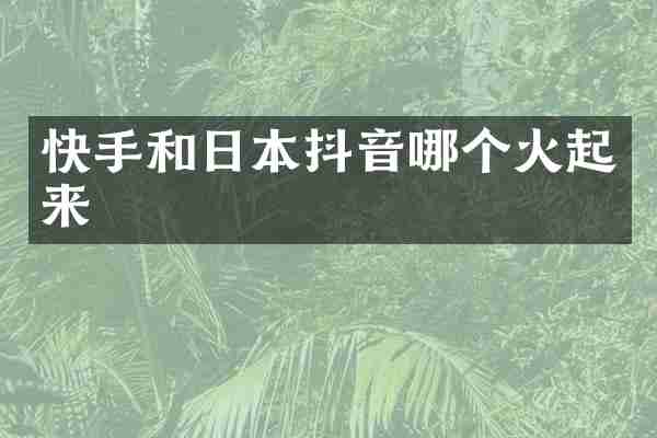 快手和日本抖音哪个火起来
