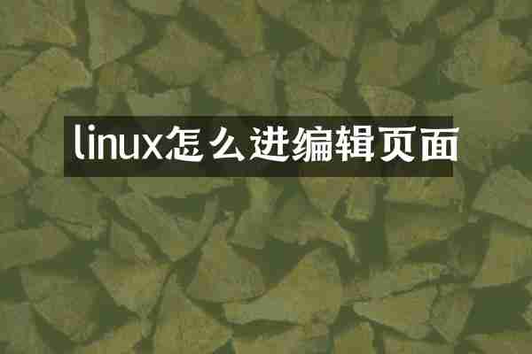 linux怎么进编辑页面