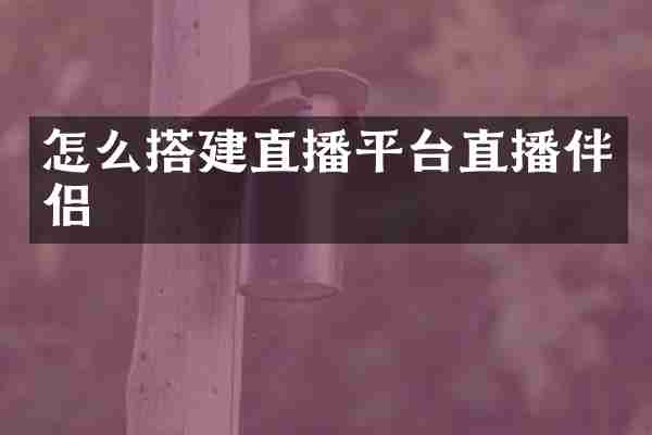 怎么搭建直播平台直播伴侣
