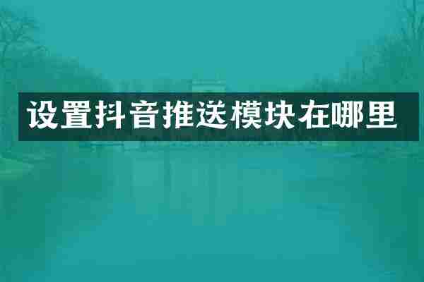 设置抖音推送模块在哪里