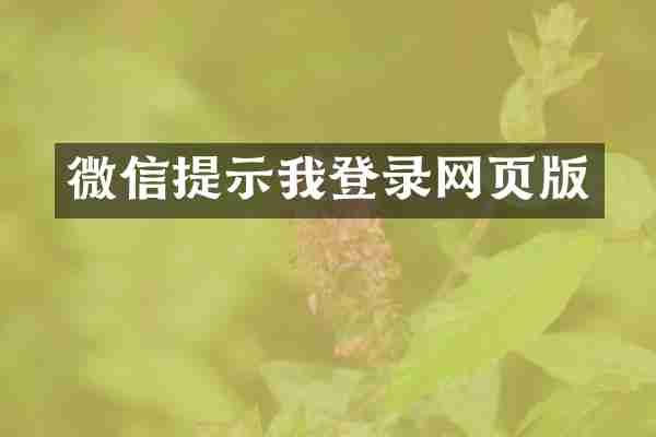 微信提示我登录网页版