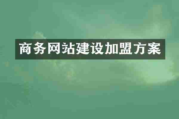 商务网站建设加盟方案