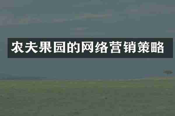 农夫果园的网络营销策略