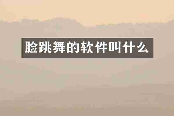 脸跳舞的软件叫什么