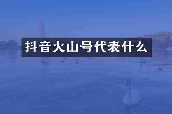 抖音火山号代表什么