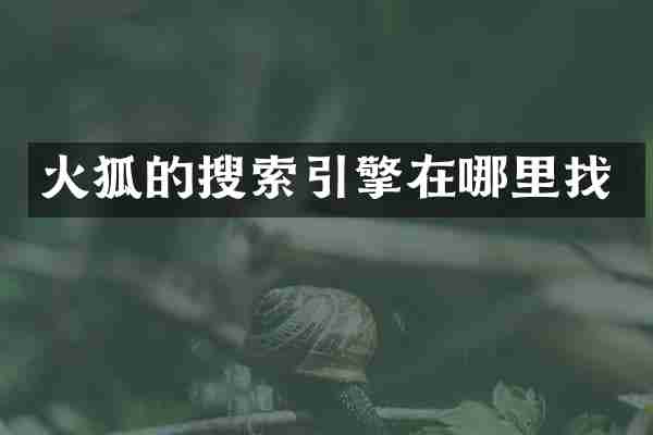 火狐的搜索引擎在哪里找