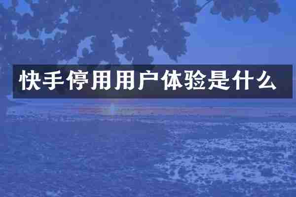 快手停用用户体验是什么