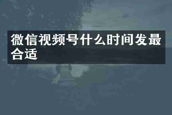 微信视频号什么时间发最合适