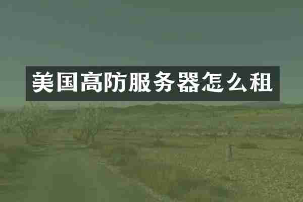 美国高防服务器怎么租