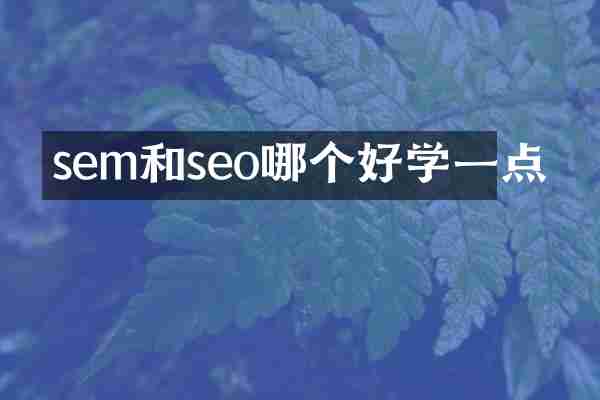 sem和seo哪个好学一点