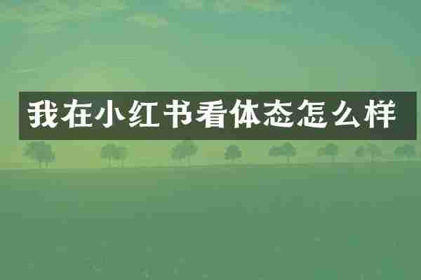 我在小红书看体态怎么样