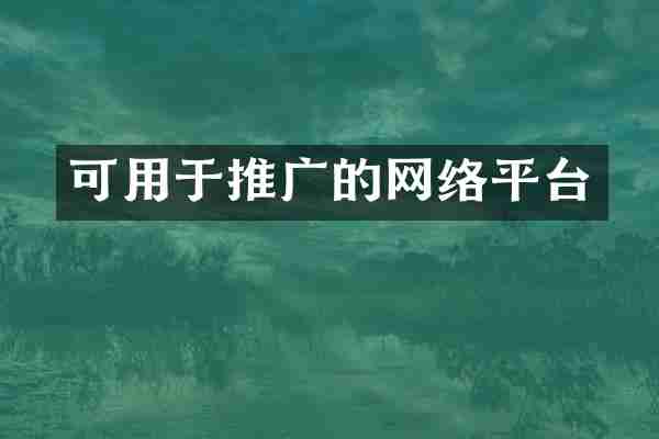 可用于推广的网络平台