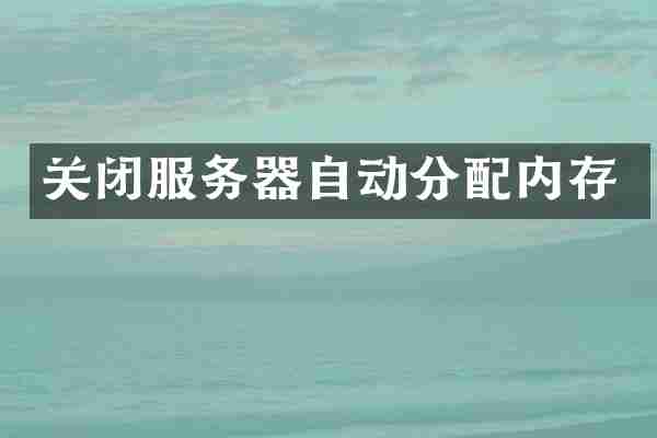 关闭服务器自动分配内存