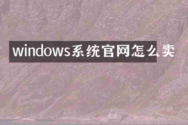 windows系统官网怎么卖