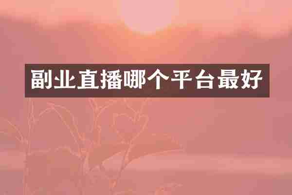 副业直播哪个平台最好