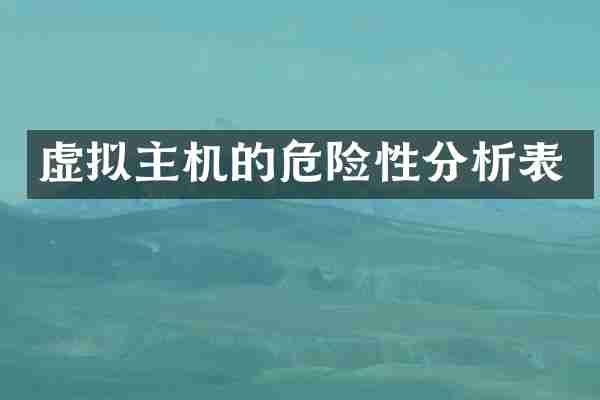 虚拟主机的危险性分析表