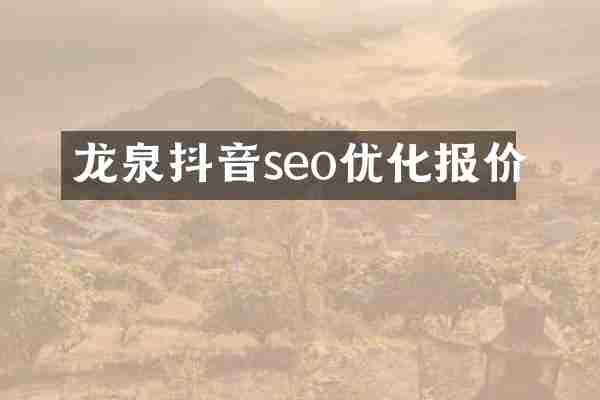 龙泉抖音seo优化报价