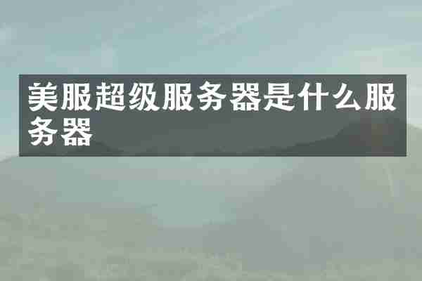美服超级服务器是什么服务器