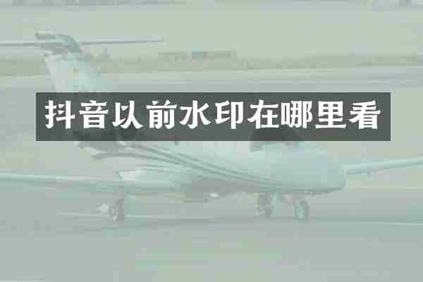 抖音以前水印在哪里看