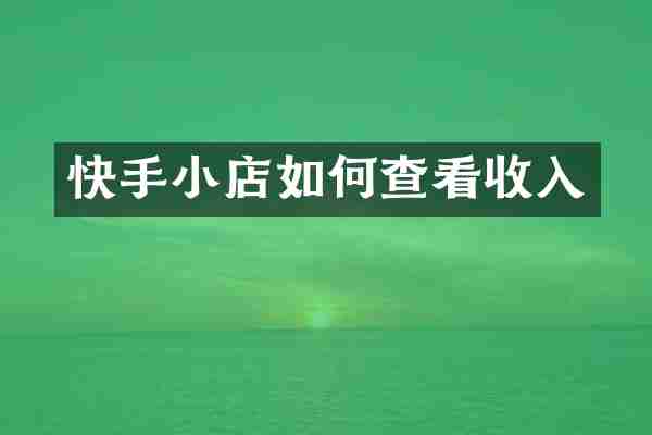 快手小店如何查看收入