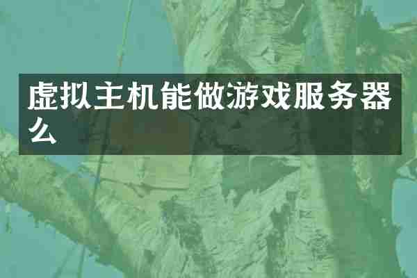 虚拟主机能做游戏服务器么