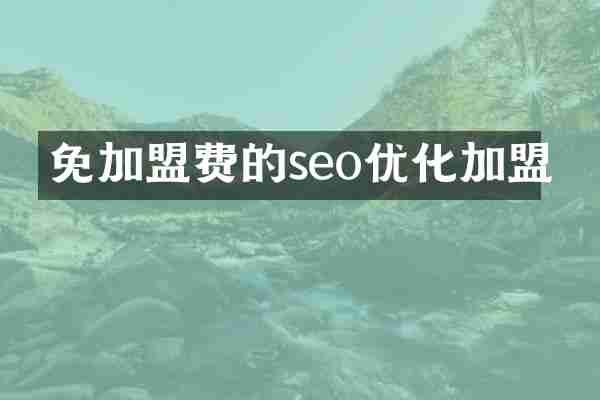 免加盟费的seo优化加盟