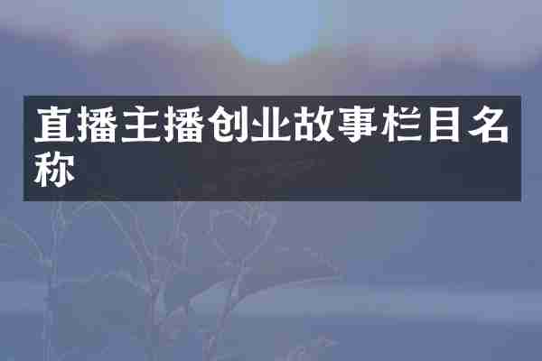 直播主播创业故事栏目名称