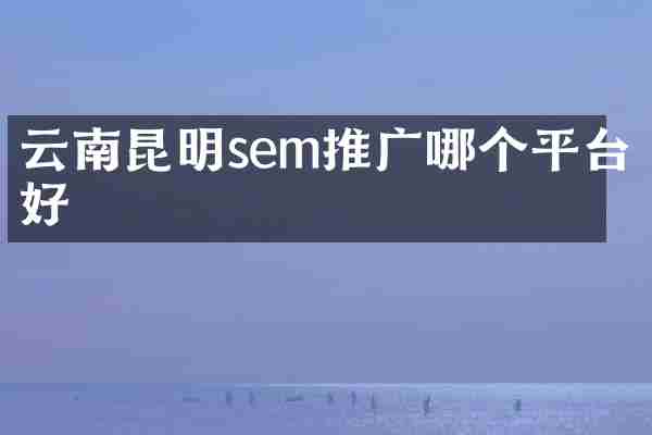 云南昆明sem推广哪个平台好