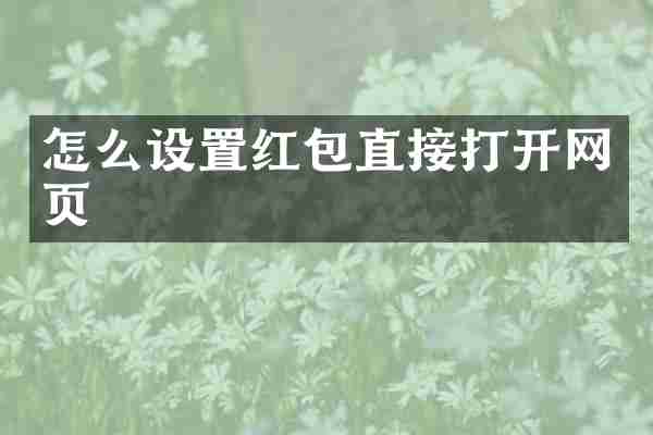 怎么设置红包直接打开网页