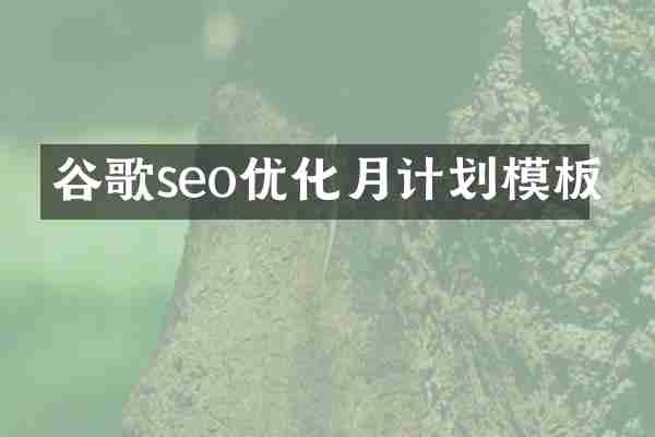 谷歌seo优化月计划模板