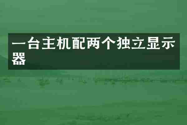 一台主机配两个独立显示器