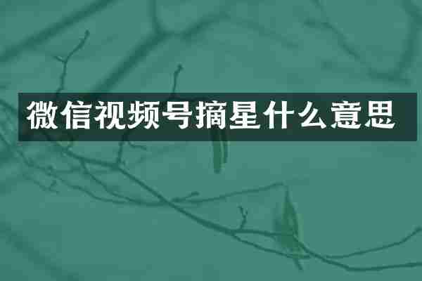 微信视频号摘星什么意思