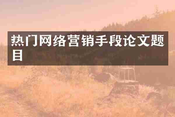 热门网络营销手段论文题目