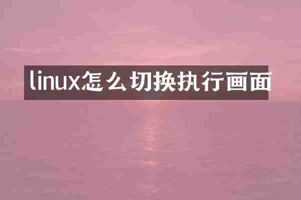linux怎么切换执行画面