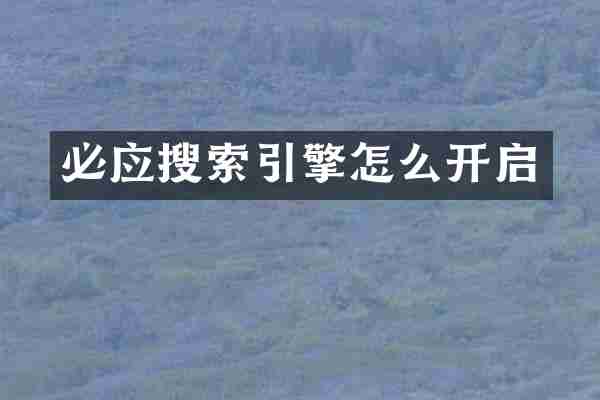 必应搜索引擎怎么开启
