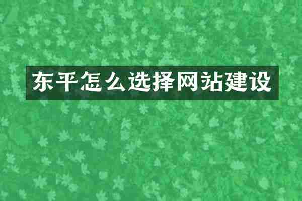 东平怎么选择网站建设