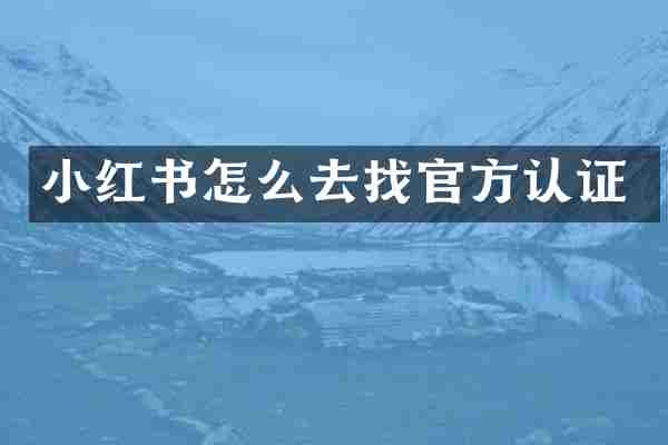 小红书怎么去找官方认证