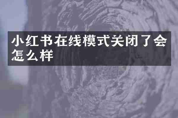 小红书在线模式关闭了会怎么样