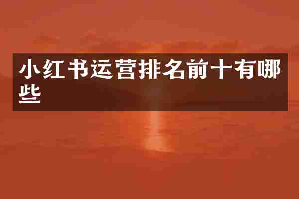 小红书运营排名前十有哪些