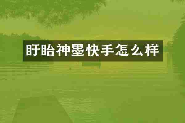 盱眙神墨快手怎么样