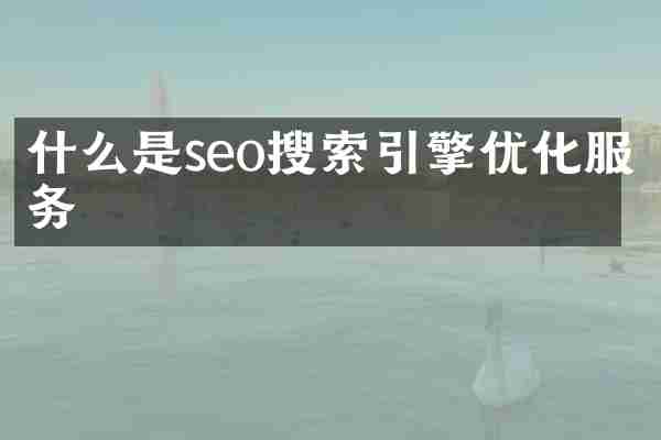什么是seo搜索引擎优化服务