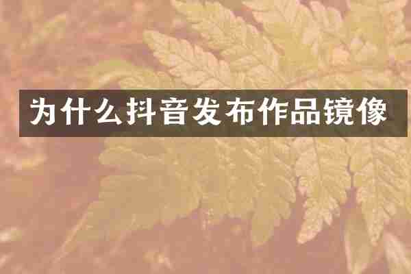 为什么抖音发布作品镜像