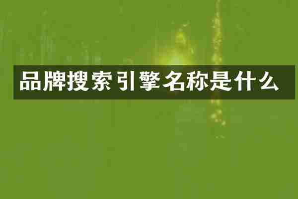 品牌搜索引擎名称是什么