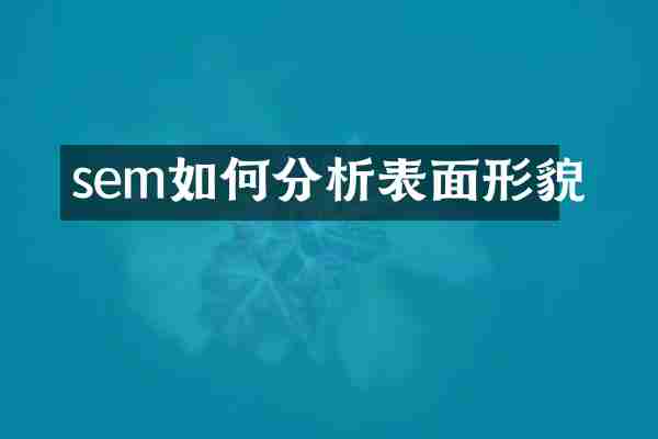 sem如何分析表面形貌