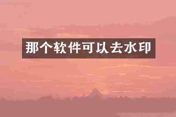 那个软件可以去水印