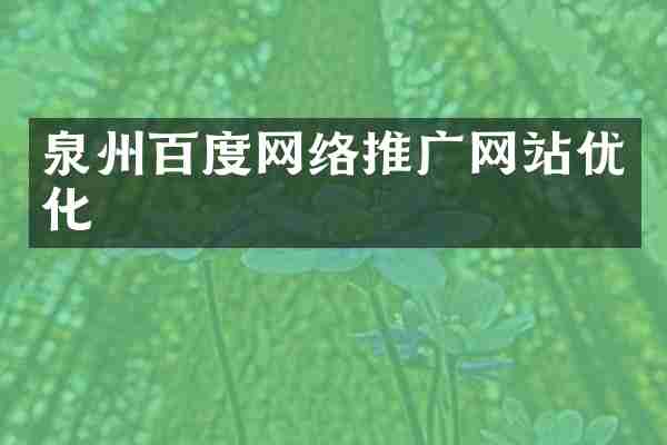 泉州百度网络推广网站优化