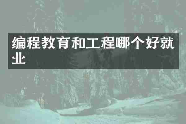 编程教育和工程哪个好就业